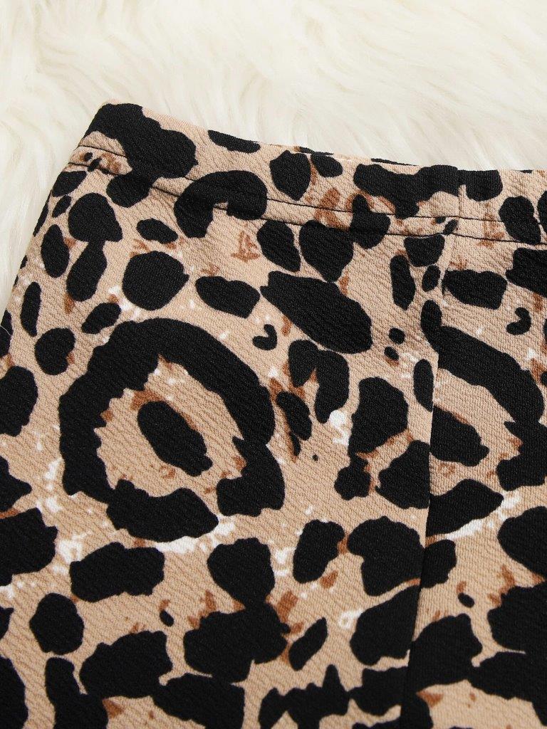 Toddler Girls Slogan Leopard Pullover And Pants