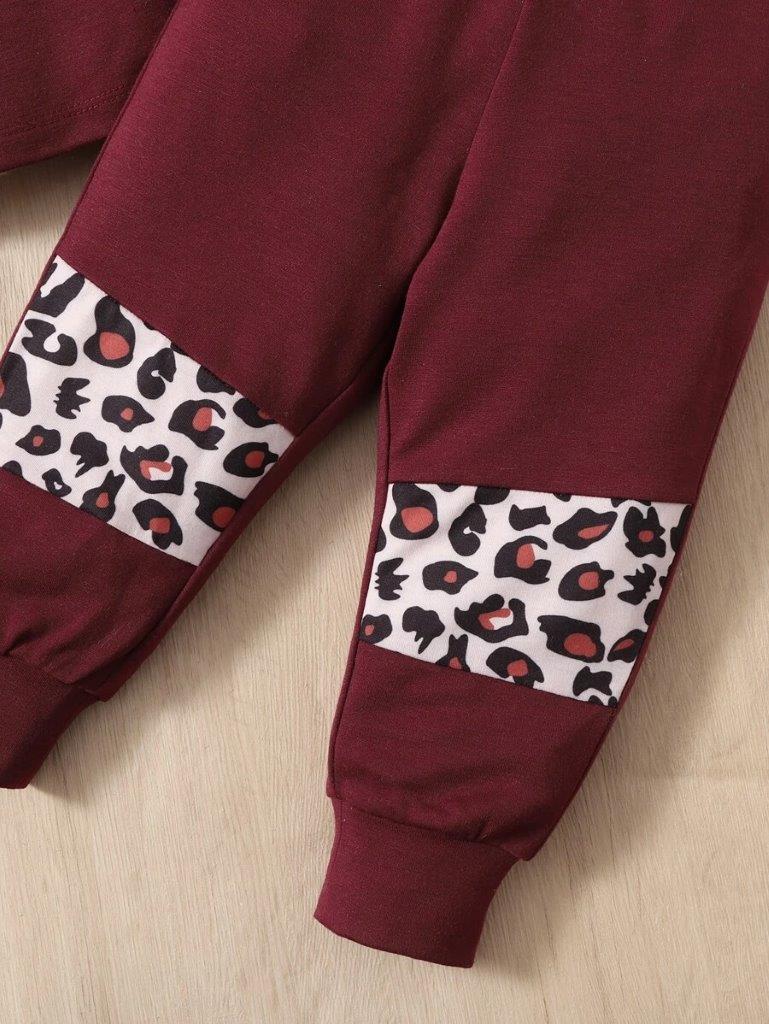 Baby Leopard And Slogan Tee And Pants Set