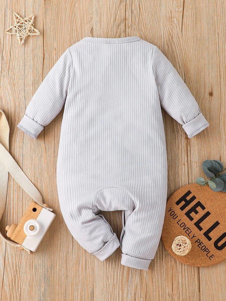 Baby Unisex Button Jumpsuit Light Grey