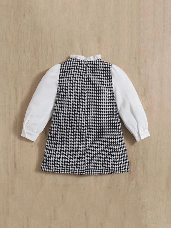 Baby Black And White Frilled Neck Dress