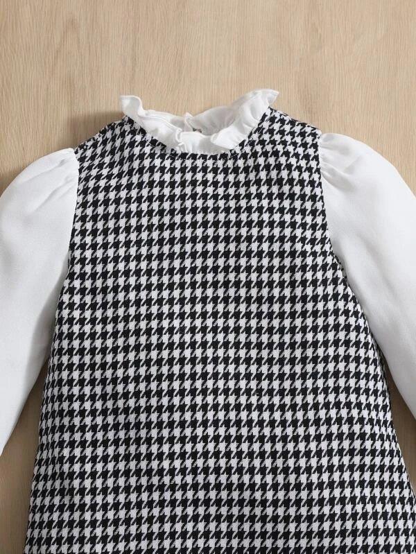 Baby Black And White Frilled Neck Dress