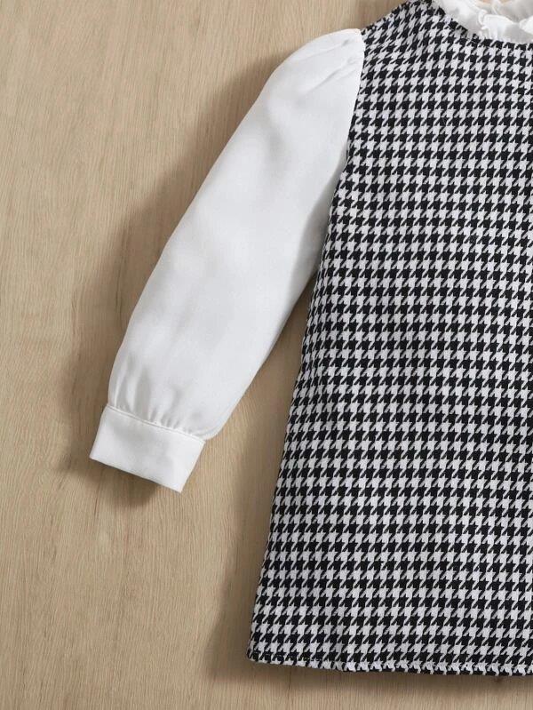 Baby Black And White Frilled Neck Dress