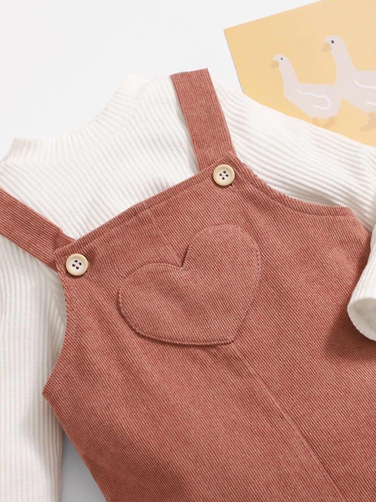 Baby Heart Corduroy Jumpsuit (without Tee)