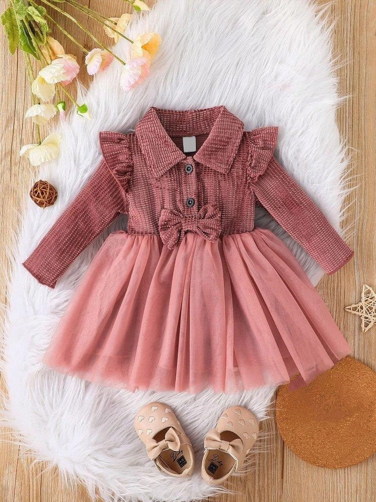 Baby Front Bow Velvet Dress