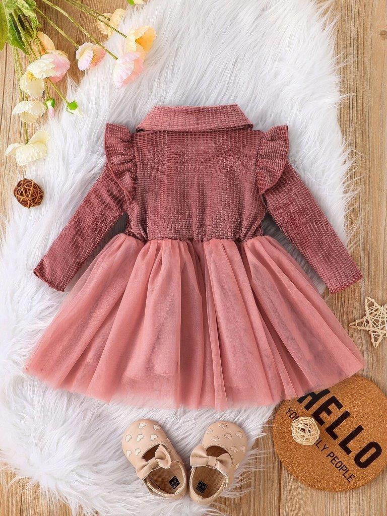 Baby Front Bow Velvet Dress