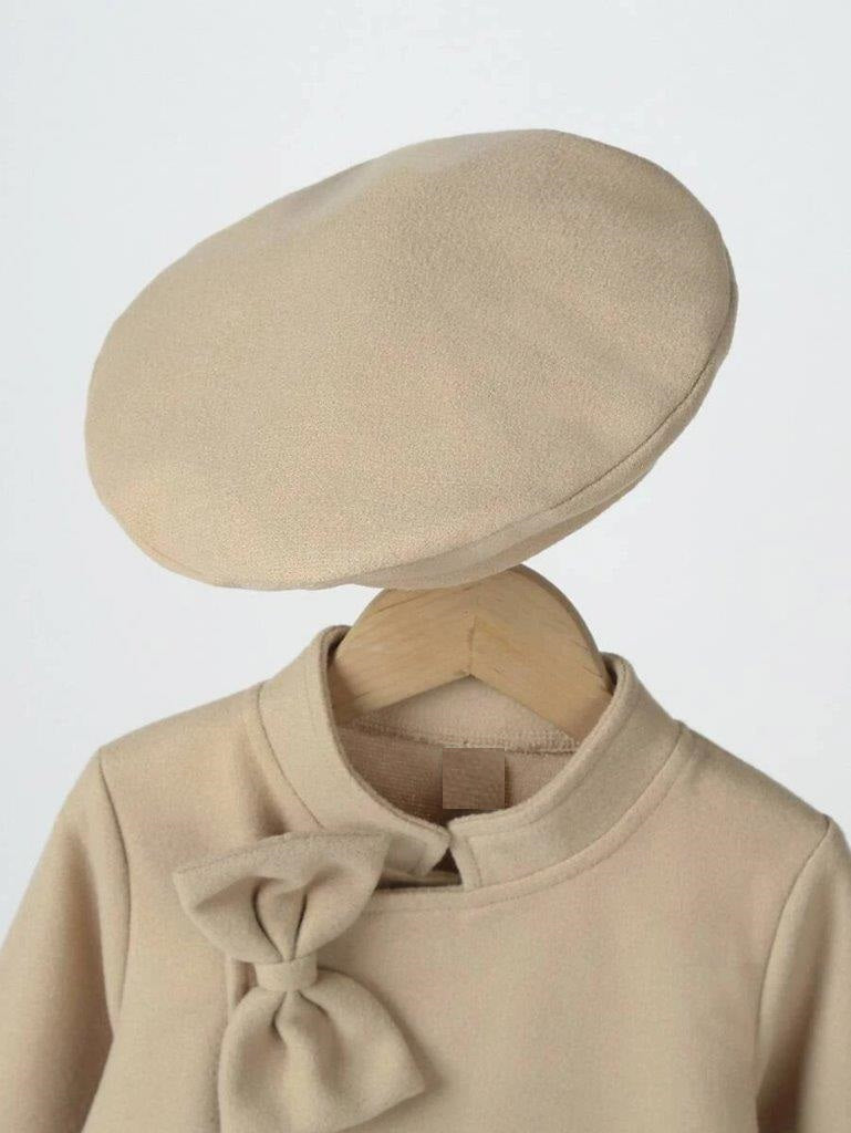Toddler Girls Khaki Bow Coat With Hat