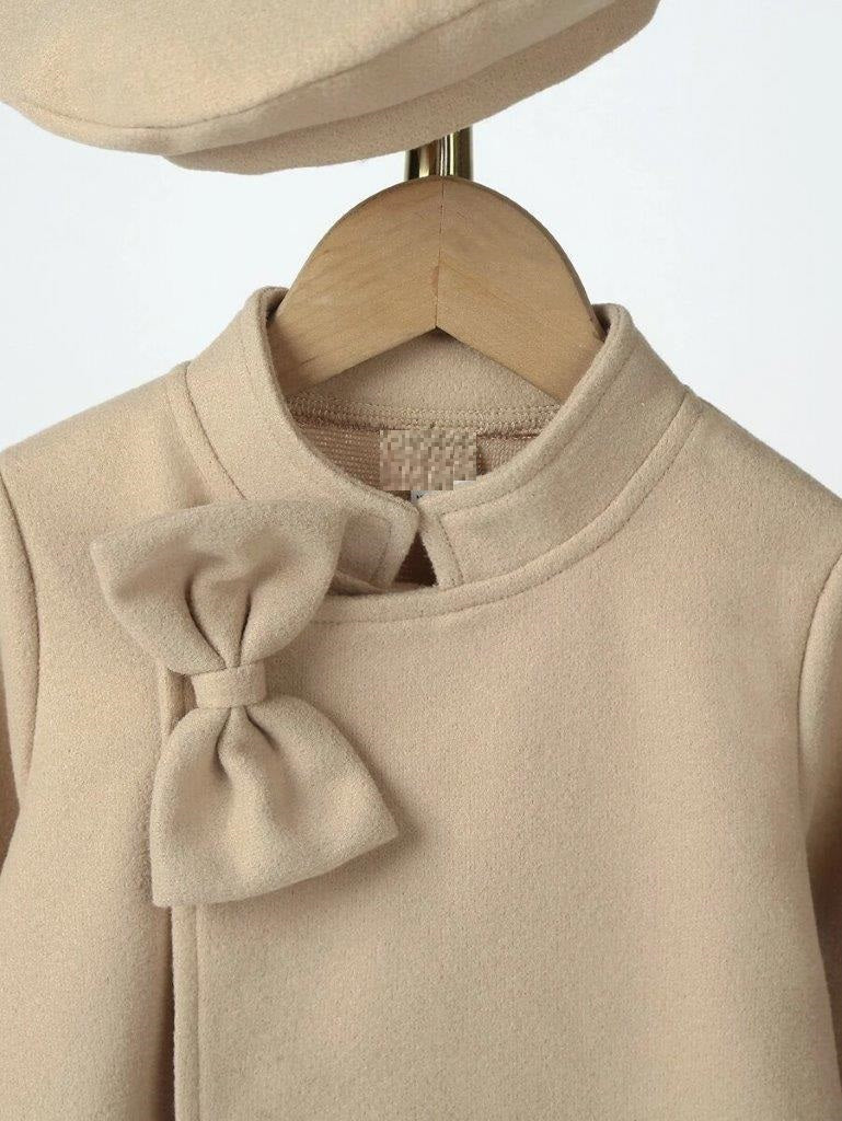 Toddler Girls Khaki Bow Coat With Hat