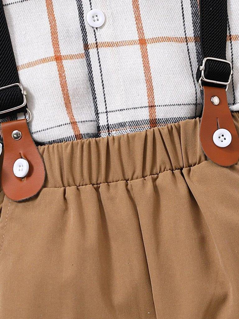Toddler Boys Plaid Shirt Suspender Set