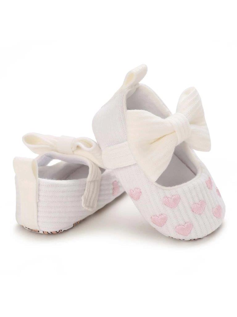 Baby Heart Embroidered Mary Jane White