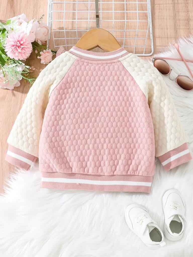 Baby Pink Quilted Varsity Jacket