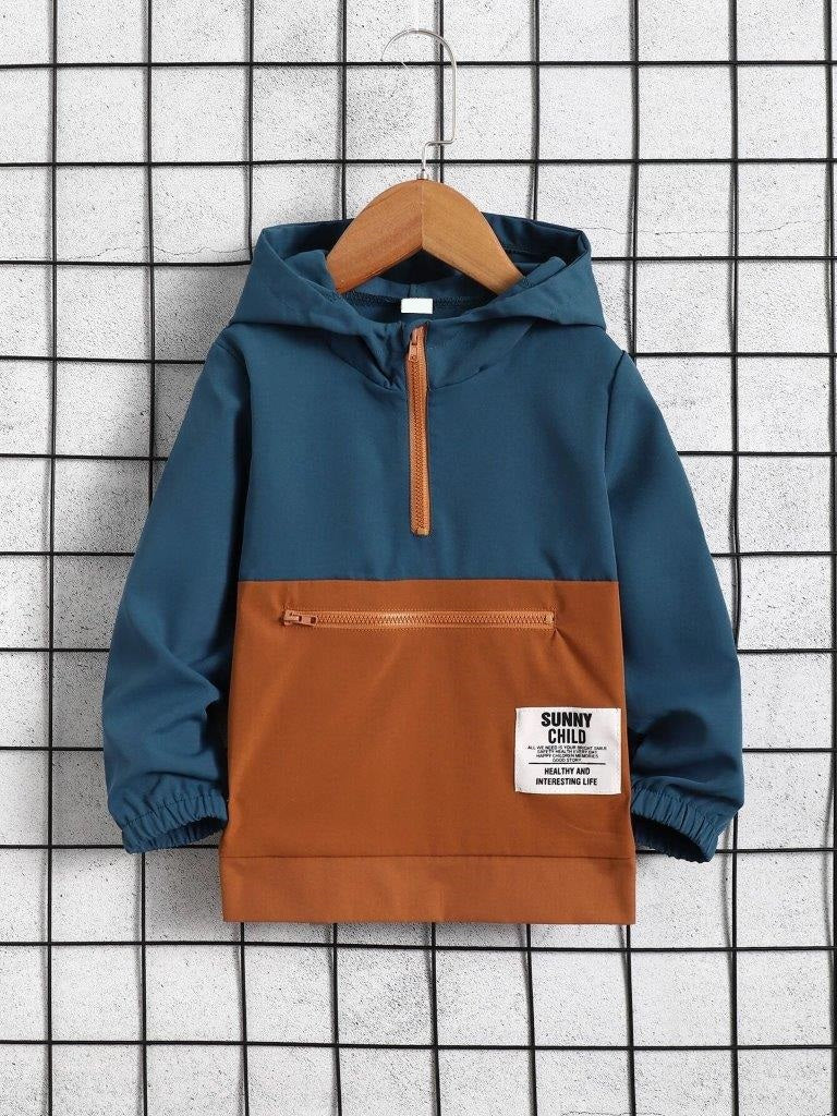 Toddler Boys Half Zip Hooded Jacket