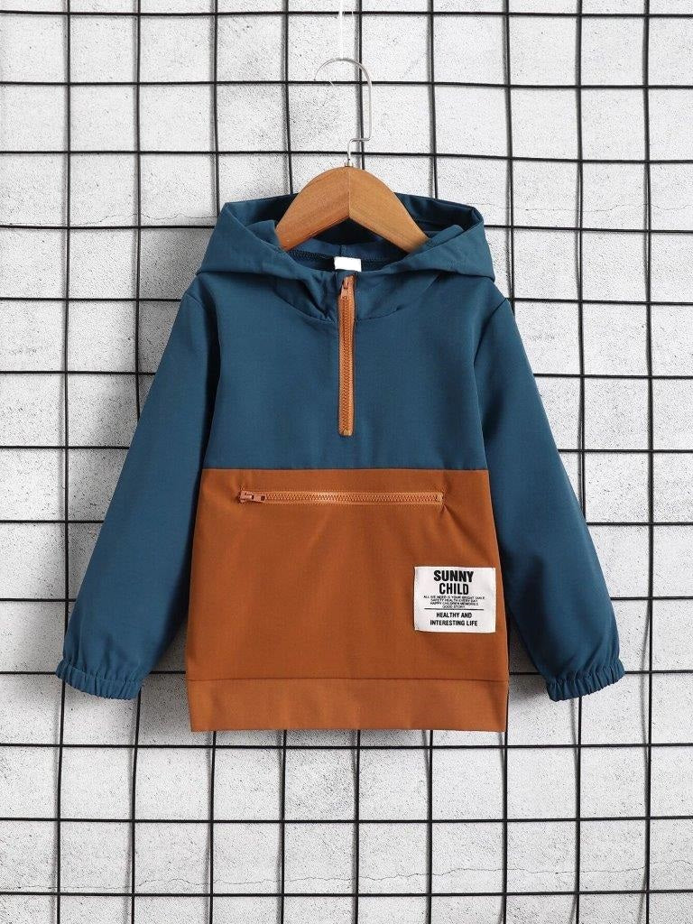 Toddler Boys Half Zip Hooded Jacket