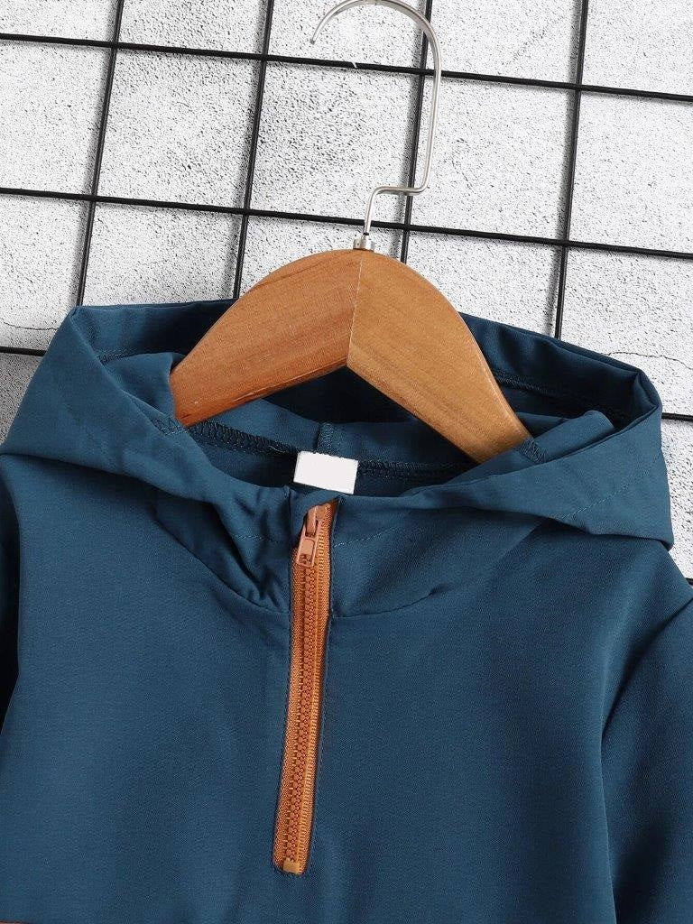 Toddler Boys Half Zip Hooded Jacket