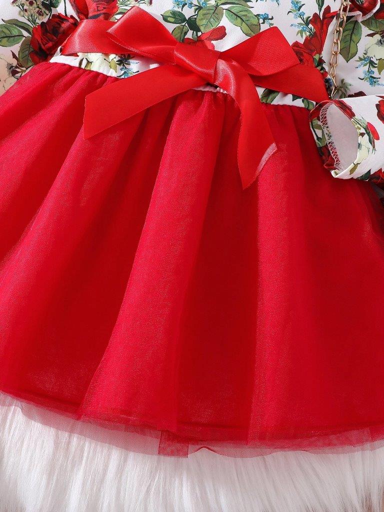Baby Red Floral Dress With Headband