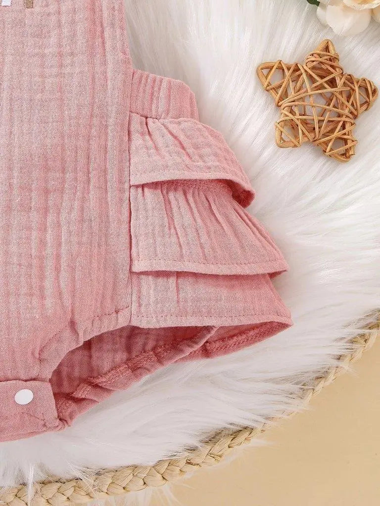 Baby Crisscross Bodysuit With Headband Pink