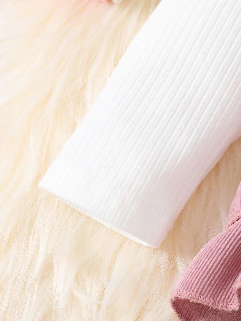 Baby Double Bow Corduroy Frilled Bodysuit Dress