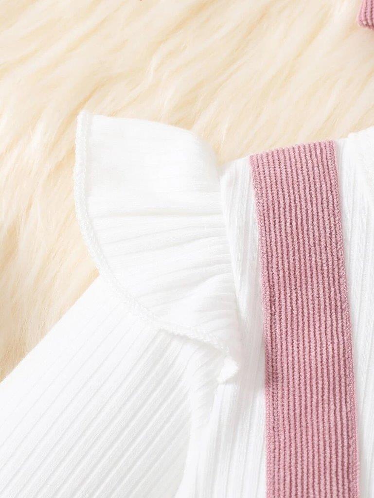 Baby Double Bow Corduroy Frilled Bodysuit Dress