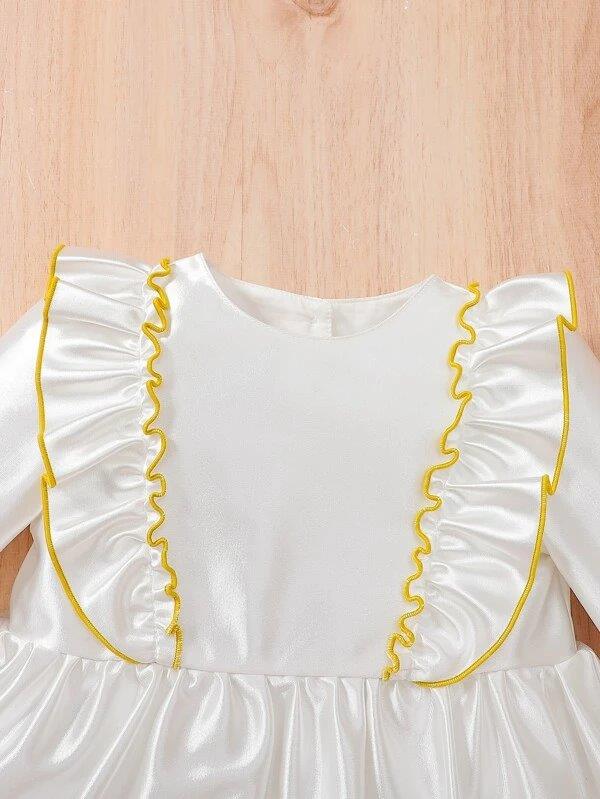 Baby Gold Ruffle Trim Dress