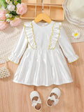 Baby Gold Ruffle Trim Dress