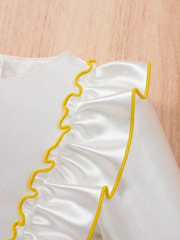 Baby Gold Ruffle Trim Dress