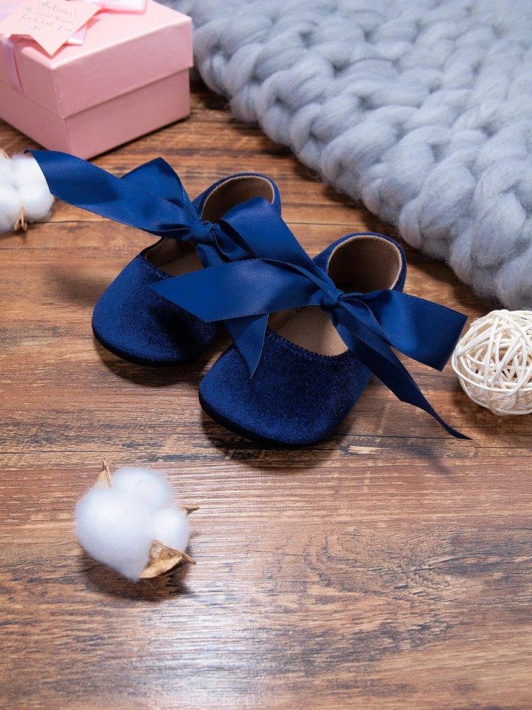 Baby Blue Velvet Flats