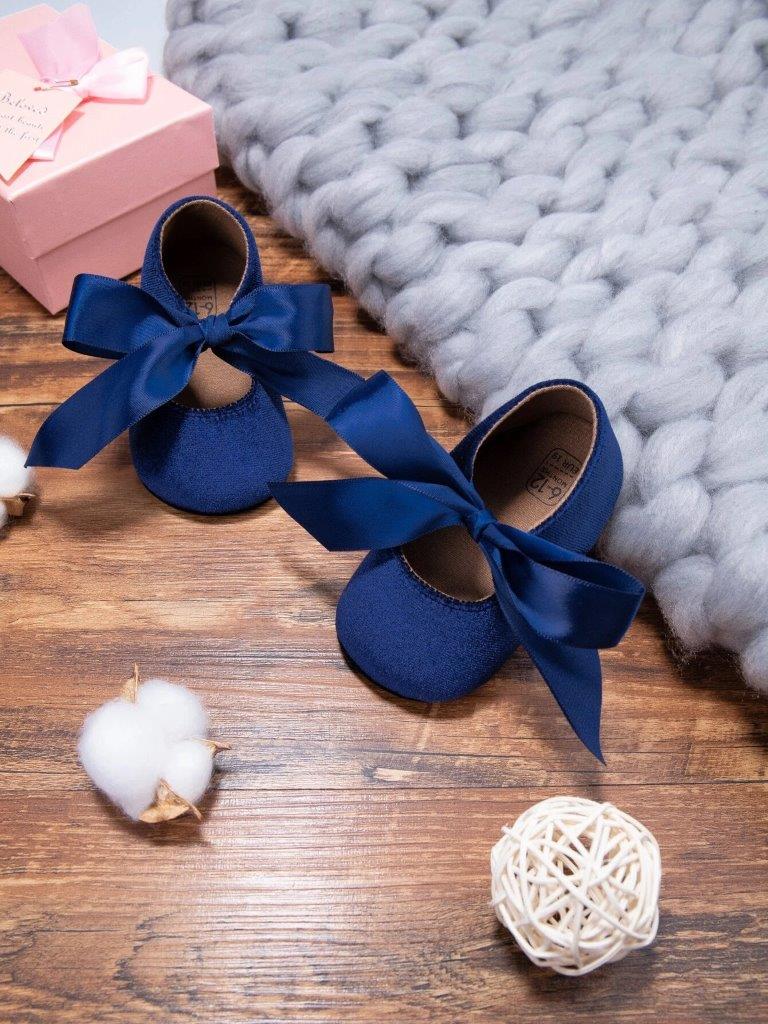 Baby Blue Velvet Flats