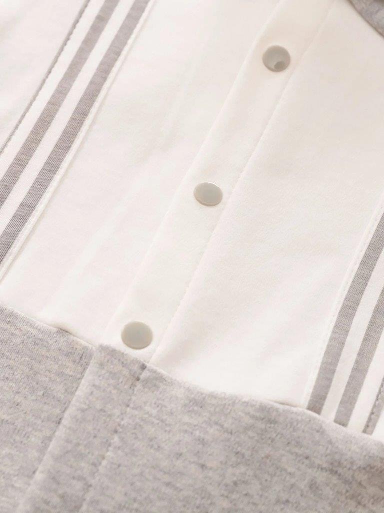 Baby Front Stripe Bow Tie Jumpsuit