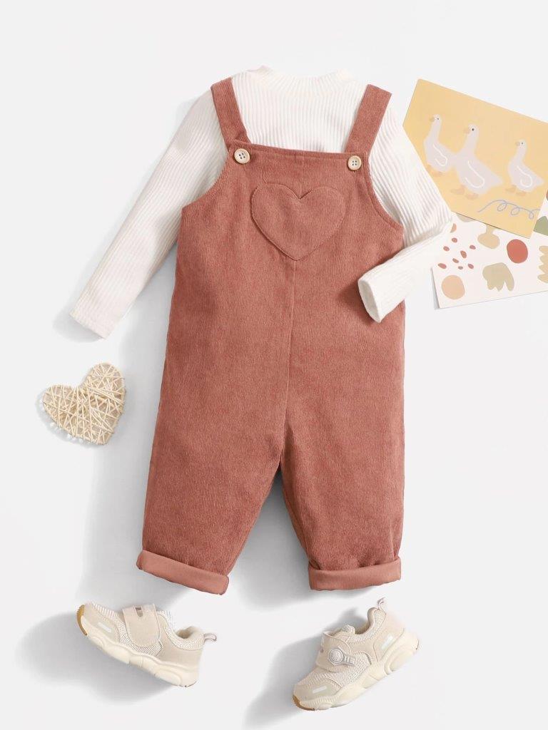 Baby Heart Corduroy Jumpsuit (without Tee)