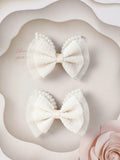 2 Piece Cream Faux Pearl Hair Clips Set