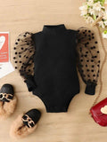 Baby Dotted Long Sleeve Ribbed Knit Bodysuit