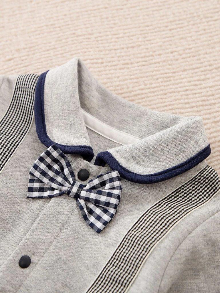 Baby Plaid Bow Tie Jumpsuit