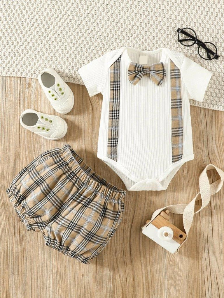 Baby 2 Piece Bodysuit And Shorts Set White