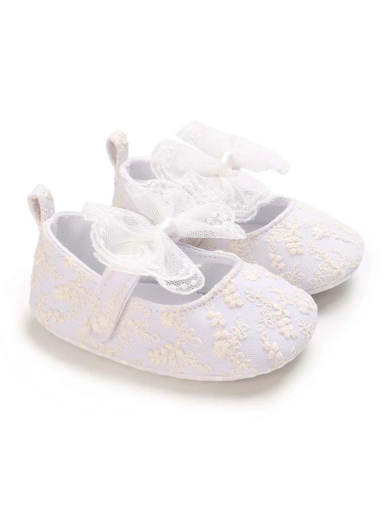 Baby Embroidered White Flats
