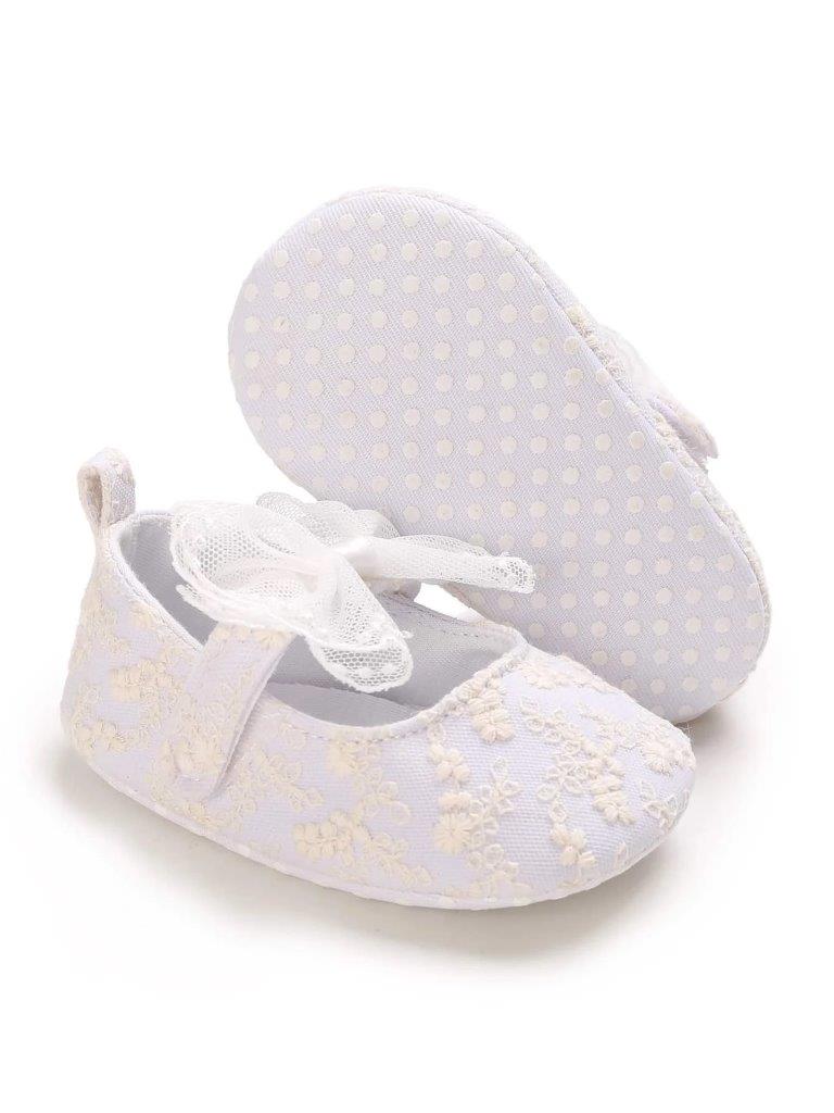 Baby Embroidered White Flats
