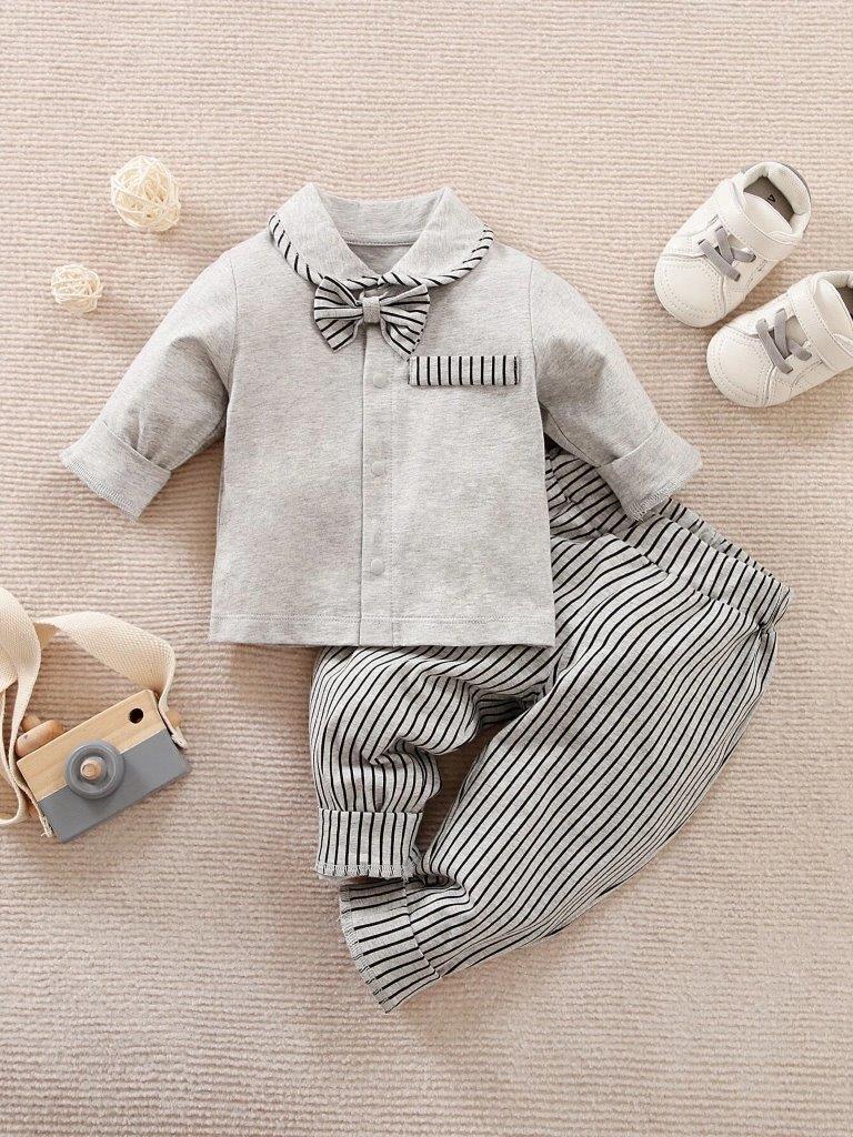Baby Stripe Bow Tie Set