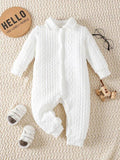 Baby White Textured Jumpsuit