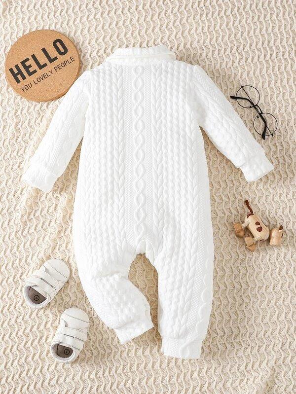 Baby White Textured Jumpsuit
