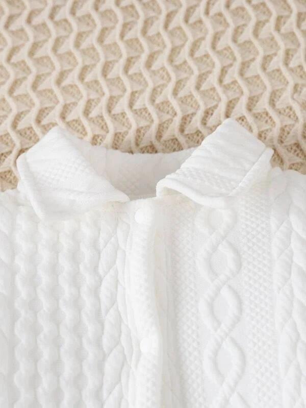 Baby White Textured Jumpsuit