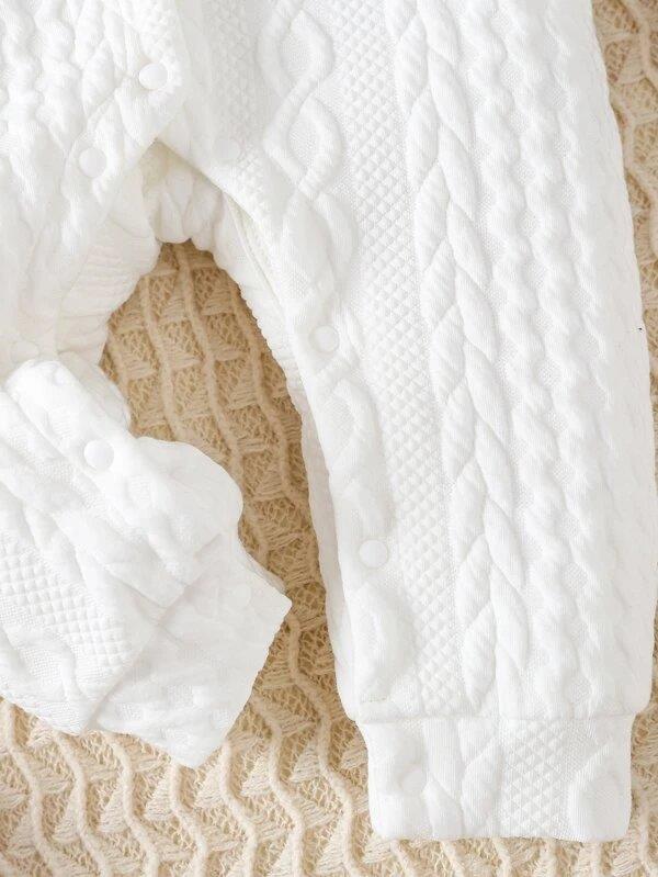 Baby White Textured Jumpsuit