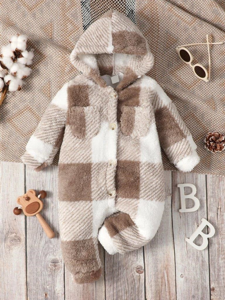Baby Unisex Plaid Flannel Jumpsuit