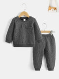 Baby Dark Grey Letter Pullover And Pants Set