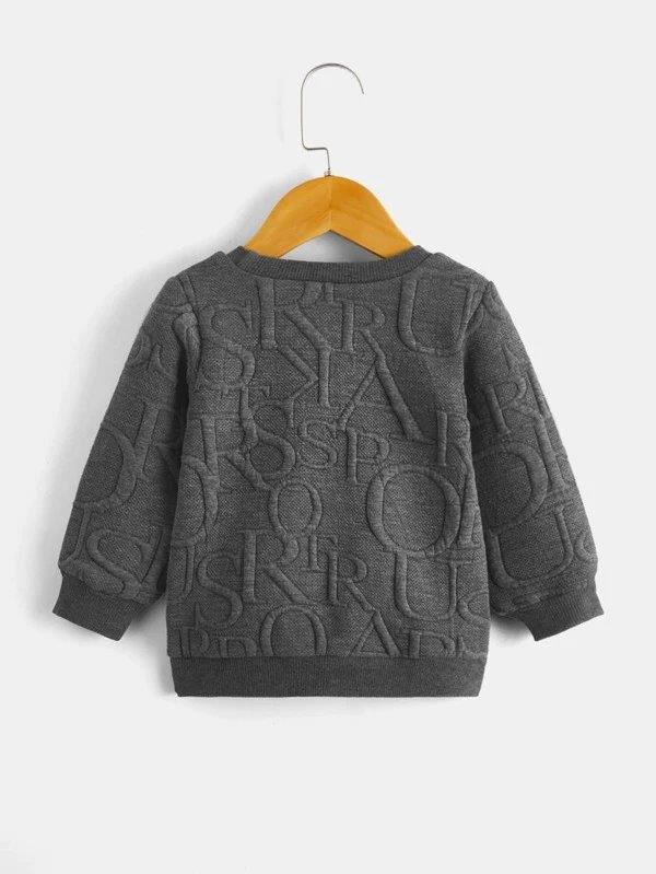 Baby Dark Grey Letter Pullover And Pants Set