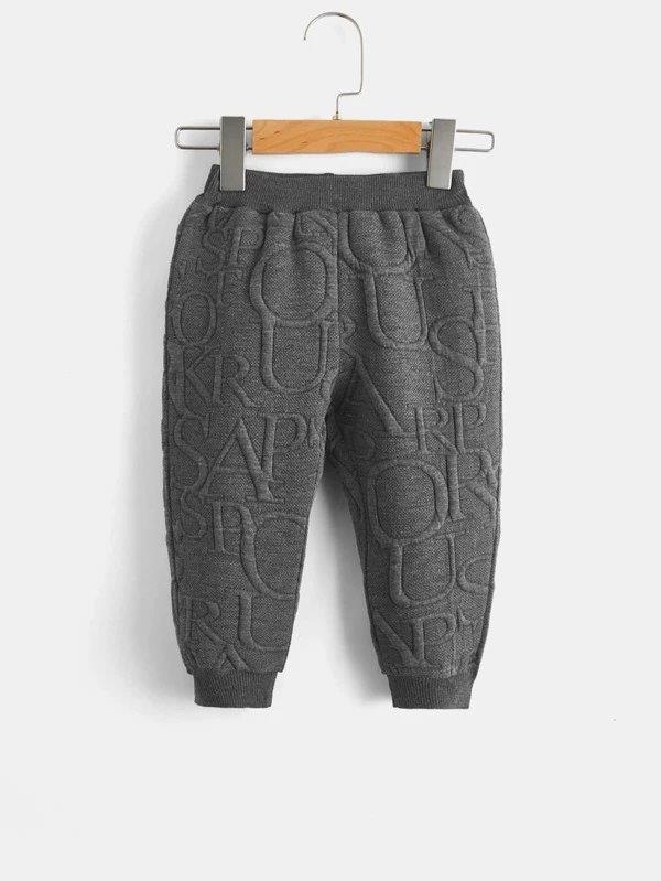 Baby Dark Grey Letter Pullover And Pants Set