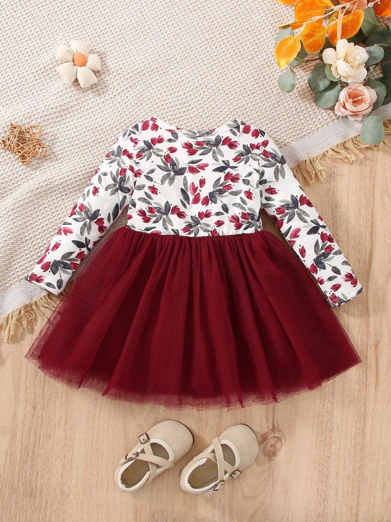 Baby Red Ruffle Floral Dress