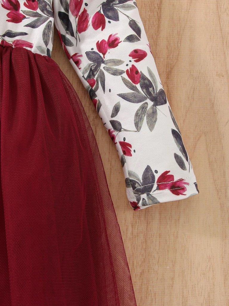 Baby Red Ruffle Floral Dress