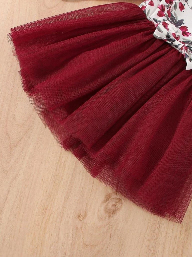 Baby Red Ruffle Floral Dress
