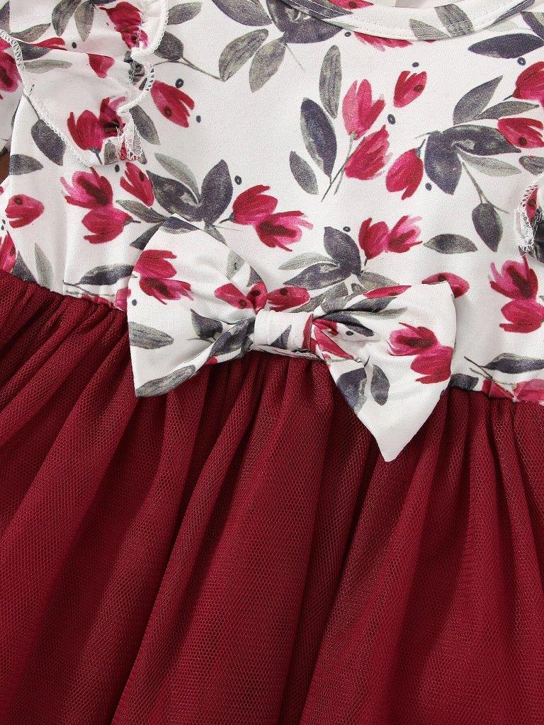 Baby Red Ruffle Floral Dress