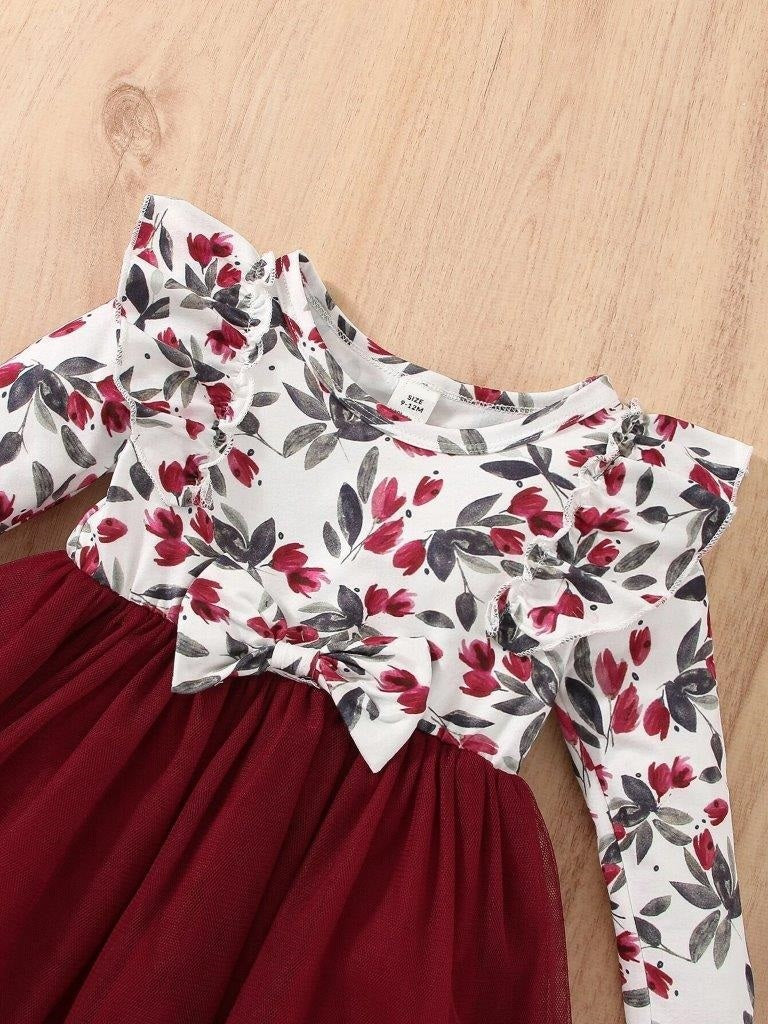 Baby Red Ruffle Floral Dress
