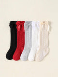 Baby Pattern Bow Socks 6-12 Months Set of 5