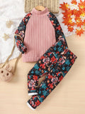 Toddler Girls Raglan Tee Flower Print Set